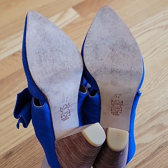 Ulla Johnson Royal Blue Heels with Bow Accent - Picture 8 of 16
